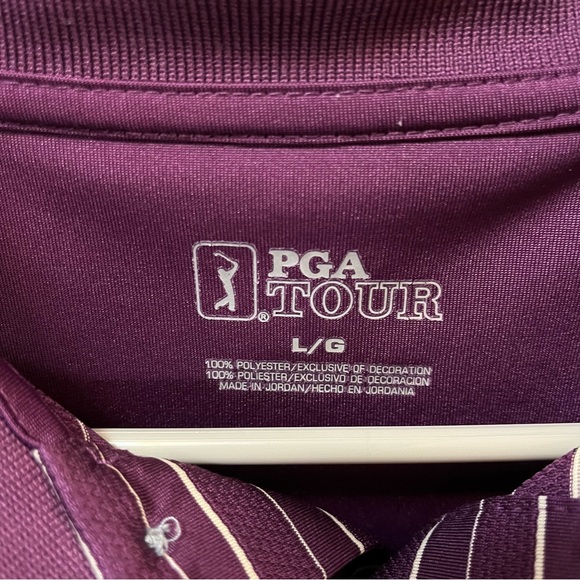 Men’s PGA Tour Golf Polo Purple Stripe Large - Picture 2 of 3